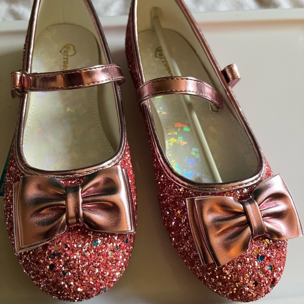 Glittery Pink Kids Shoes with Bow by Dream Pairs
